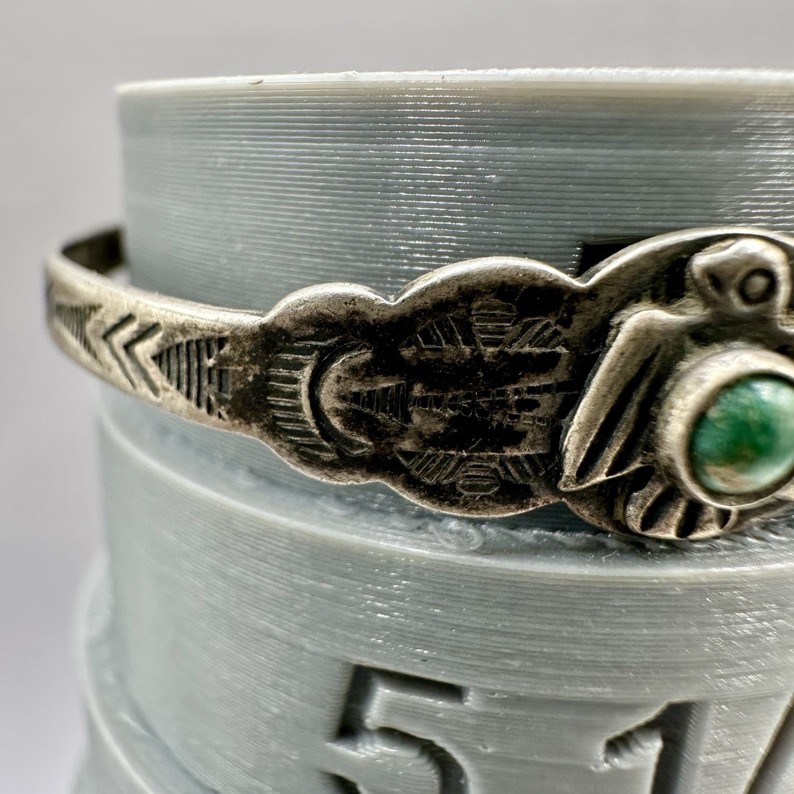 Native American Cuff Bracelet Fred Harvey Era Sterling Silver Turquoise Size 5 S