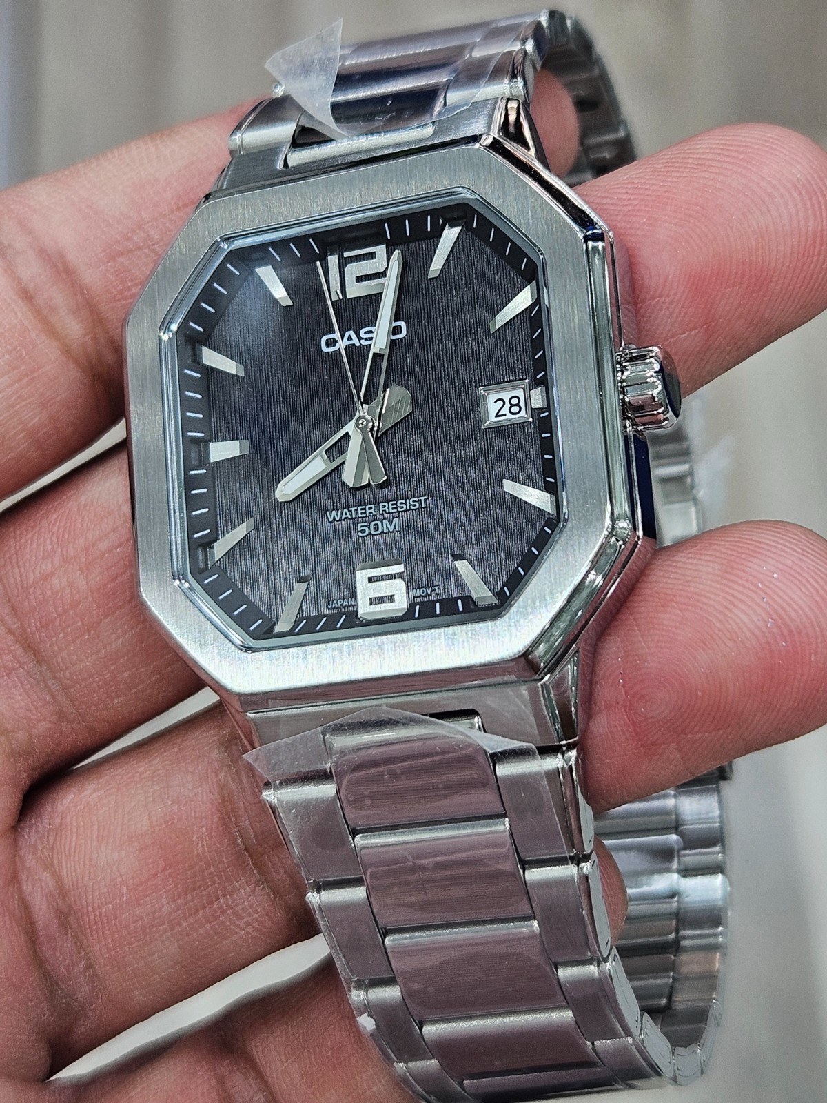 Casio MTP-B195D-1AVDF Men’s Stainless Steel Watch Black Dial Date 50M New