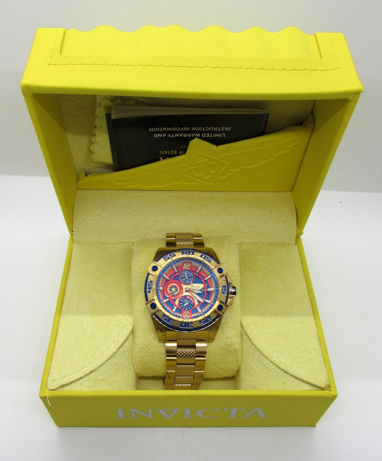 INVICTA 27019 LE 257/4000 MARVEL CAPTAIN AMERICA QUARTZ 44MM WRIST WATCH