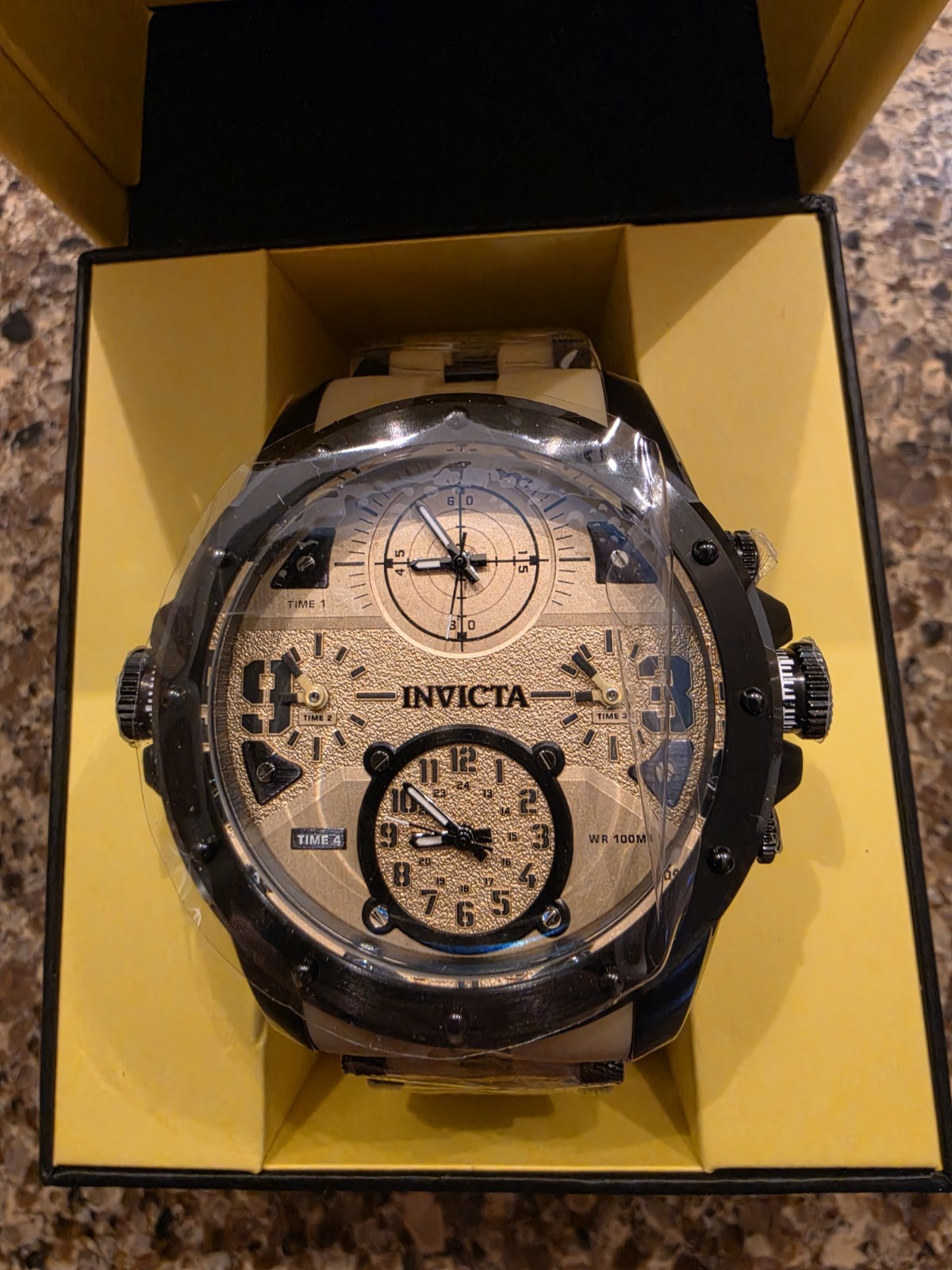 Invicta 31139 Coalition Forces Sniper Quartz Analog 50mm Black SS/Beige w/ Box