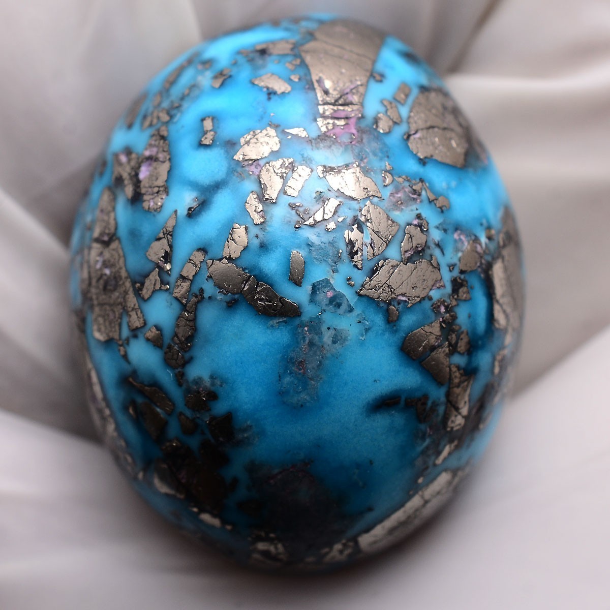 Metallic Matrix~ 44.40 Cts Natural Persian Turquoise AAA Grade Cabochon Gemstone