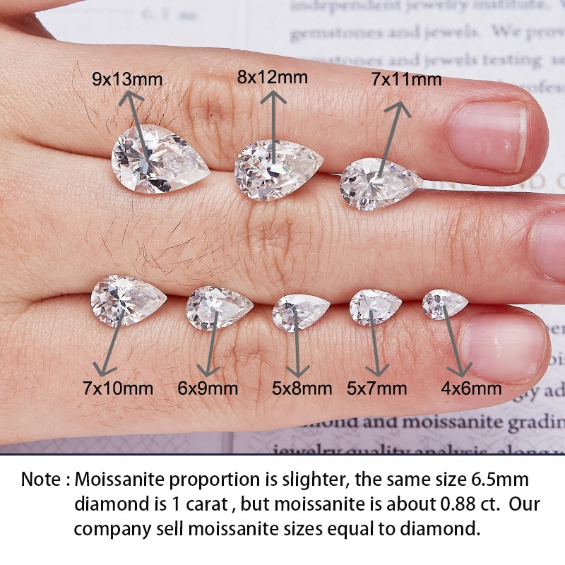 US D Color Pear Cut 0.3-8ct VVS1 GRA Certificate Sparkling Lab-Grown Moissanite