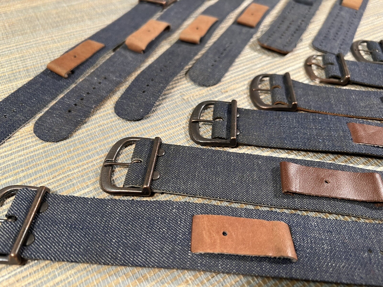 Vintage 1975 Brite Denim & Leather Wide Watch Straps Counter Top Display