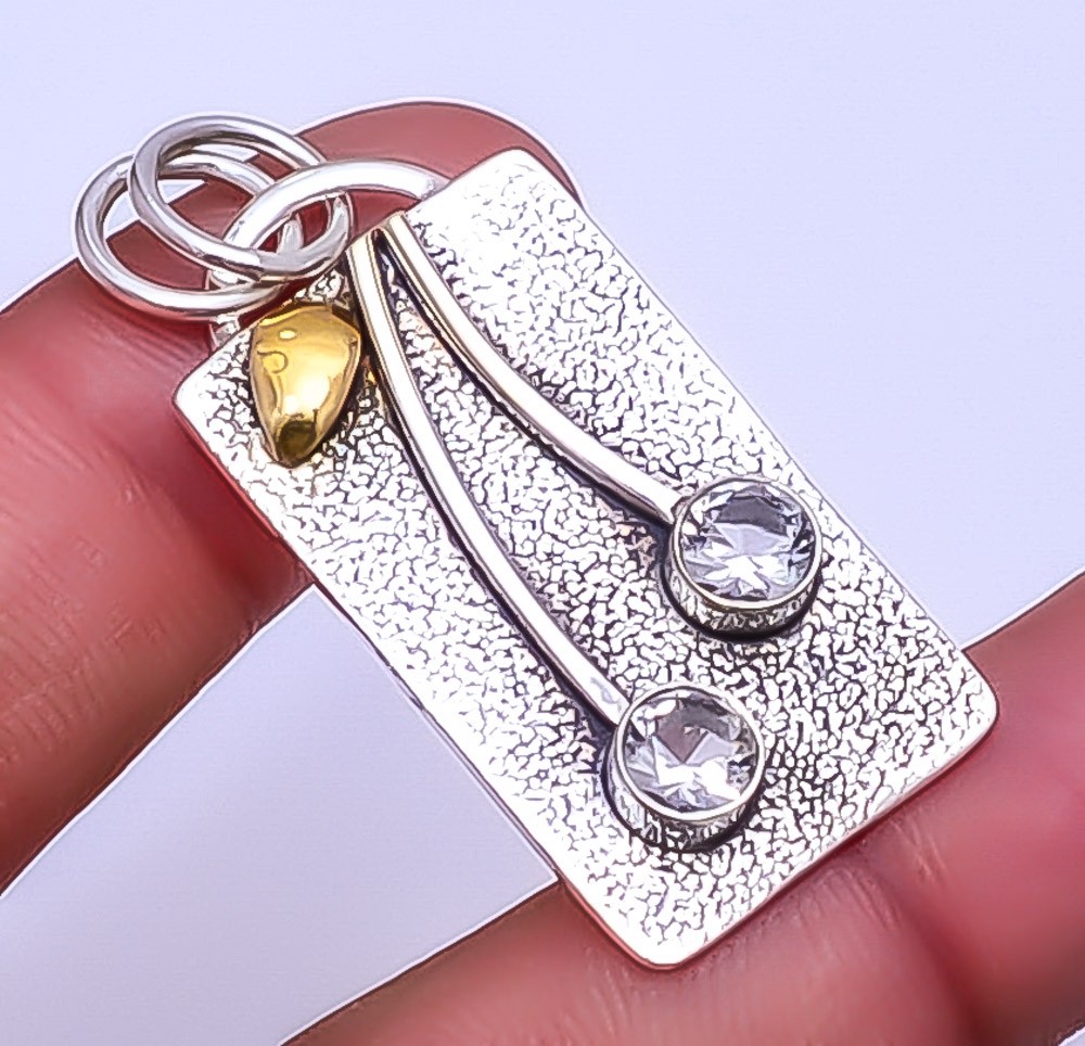 White Topaz Handmade 925 Sterling Silver Pendant 1.76″ P25813729, Christmas Gift