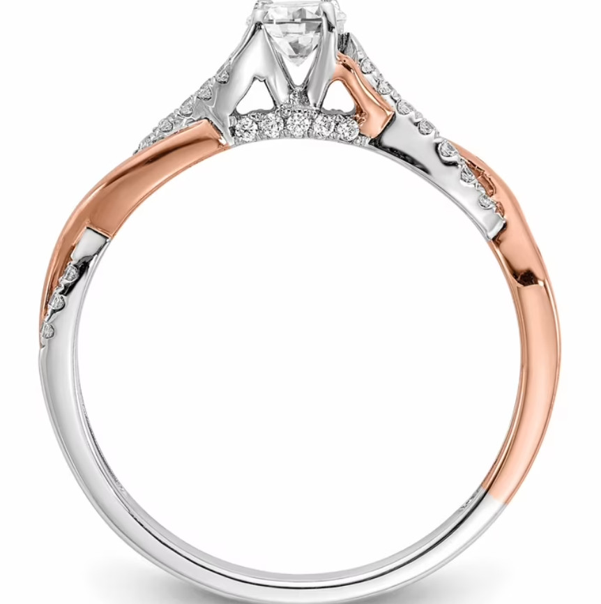 Enchanted Disney Round Twisted Shank Solitaire Engagement Ring In 925 Silver