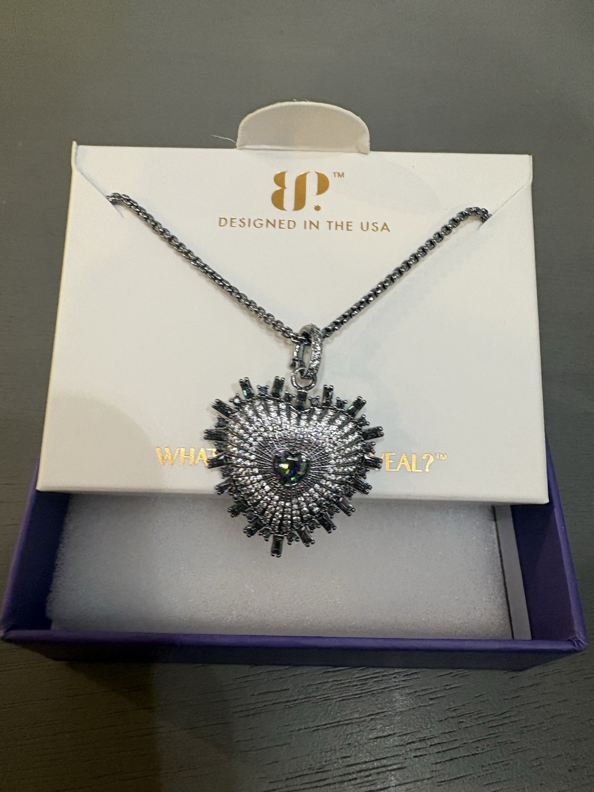 The Gwen Necklace Lab-Created Alexandrite Materials: Hematite Plating