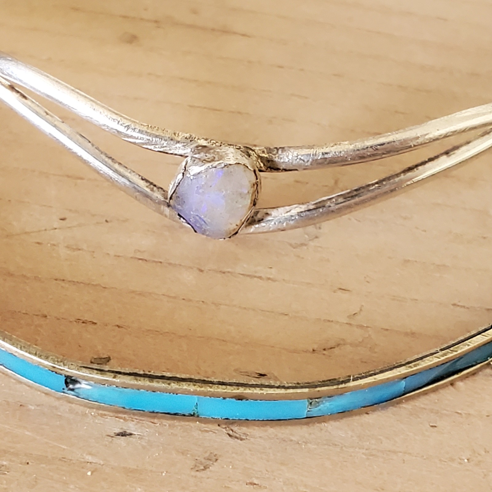 Vintage Sterling Fred Harvey Era Opal Mother of Pearl Turquoise Bracelet Bundle