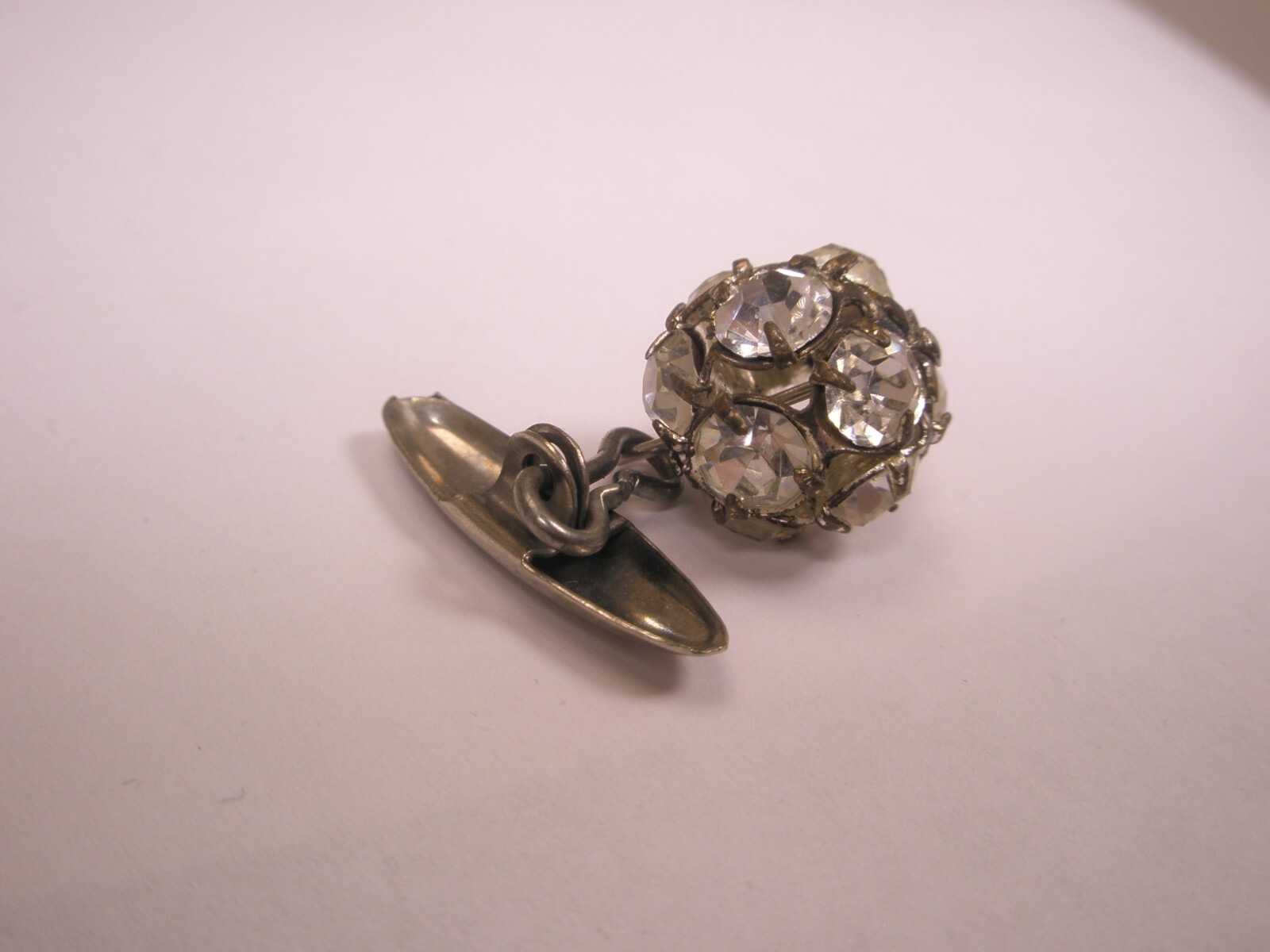 Rhinestone Ball ChainLink SINGLE Vintage Cuff Link replacement lost/broken aa117