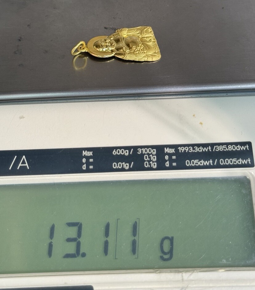 24K Solid Yellow Gold 3D Happy Lucky Buddha Charm/ Pendant, 13.11 Grams