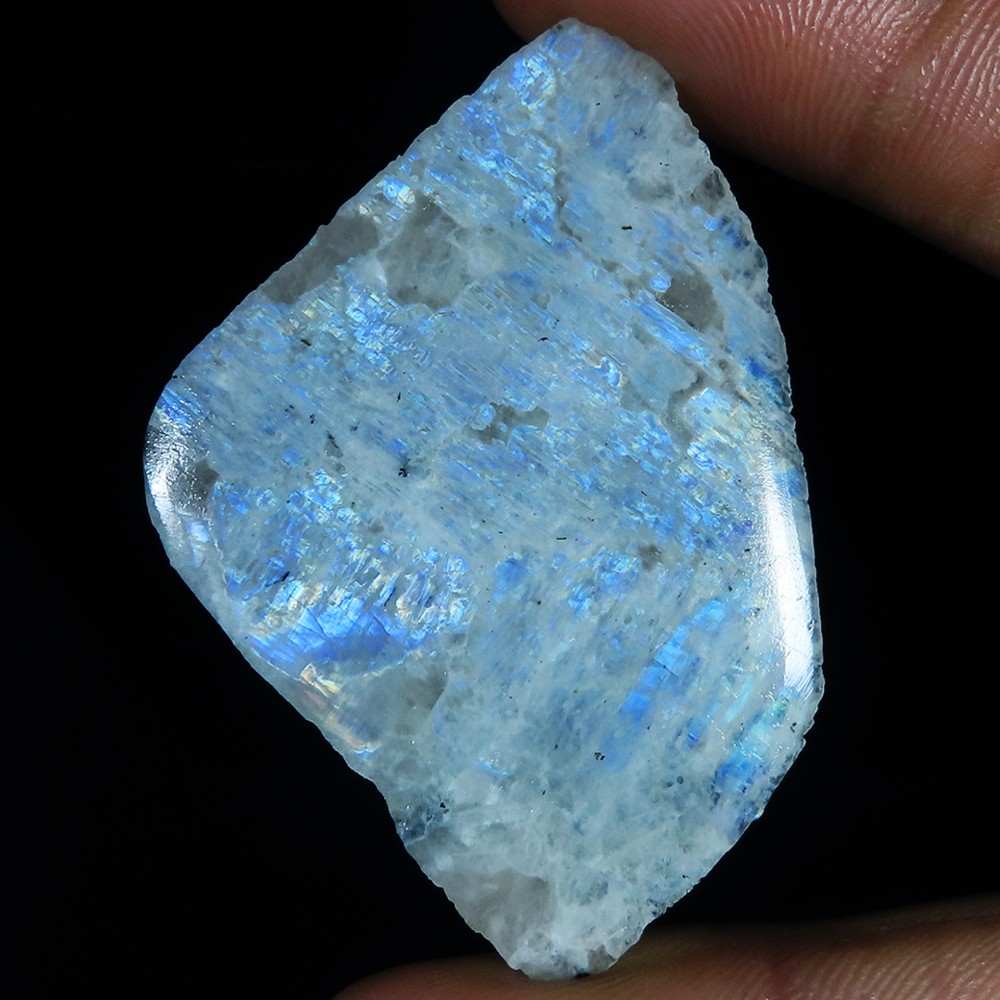 100.00 Cts NATURAL RAINBOW MOONSTONE ROUGH LOOSE (37 X 55 X 10 MM SIZE) GEMSTONE