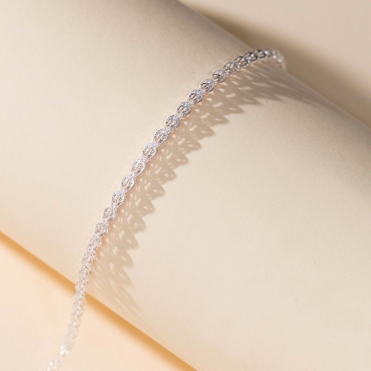 Women Real s925 Sterling Silver Sparkling Foxtail Chain Bracelet Bangle 8.3 in