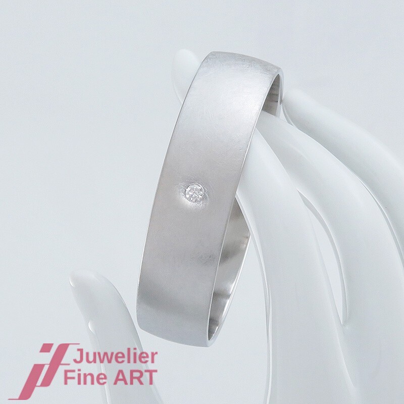 modern bracelet – wide tire – without hinge – 1 brilliant approx. 0.26ct stainless steel