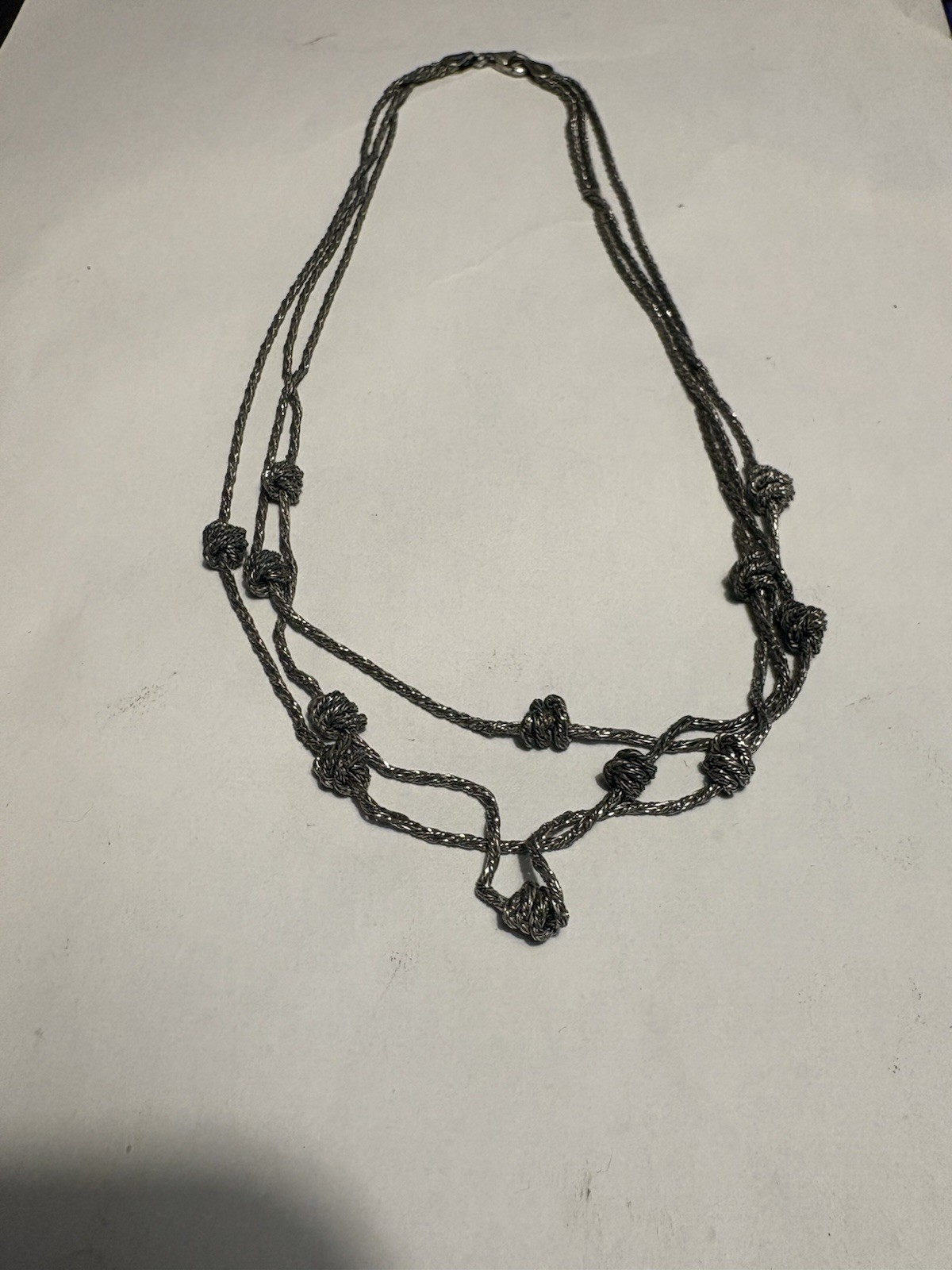 Vintage Sterling Silver 925 Multi Strand Knot Necklace 40cm 15.21g
