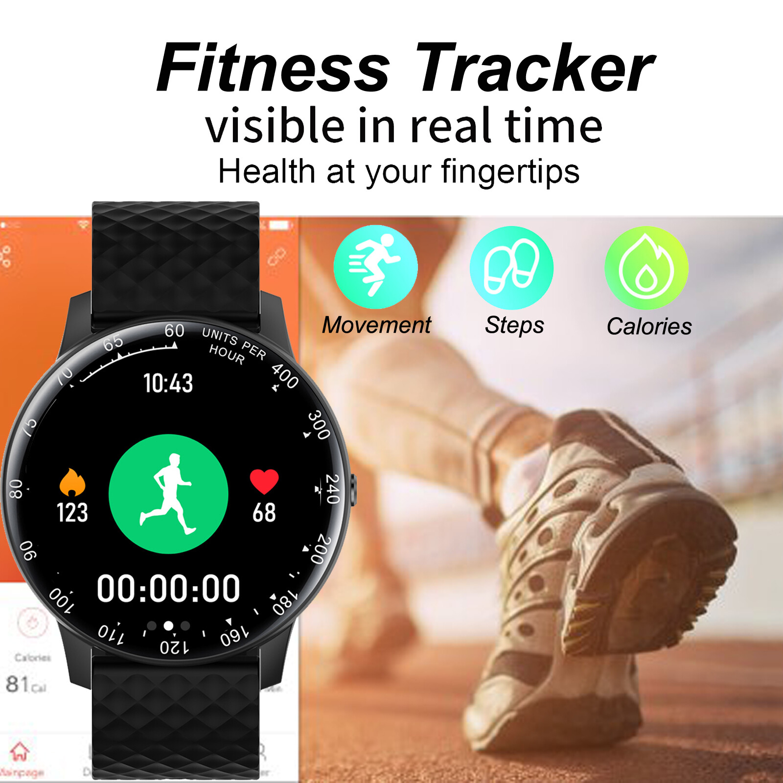Bluetooth Smart Watch Fitness Tracker Pedometer Sleep Monitor Men‘s Watches-*