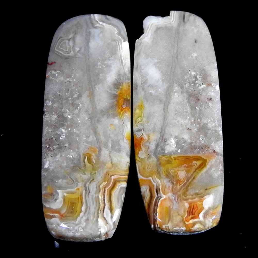 24.80Cts100%Natural Crazt Lace Aaate Cushion Pair Cabochon Gemstones