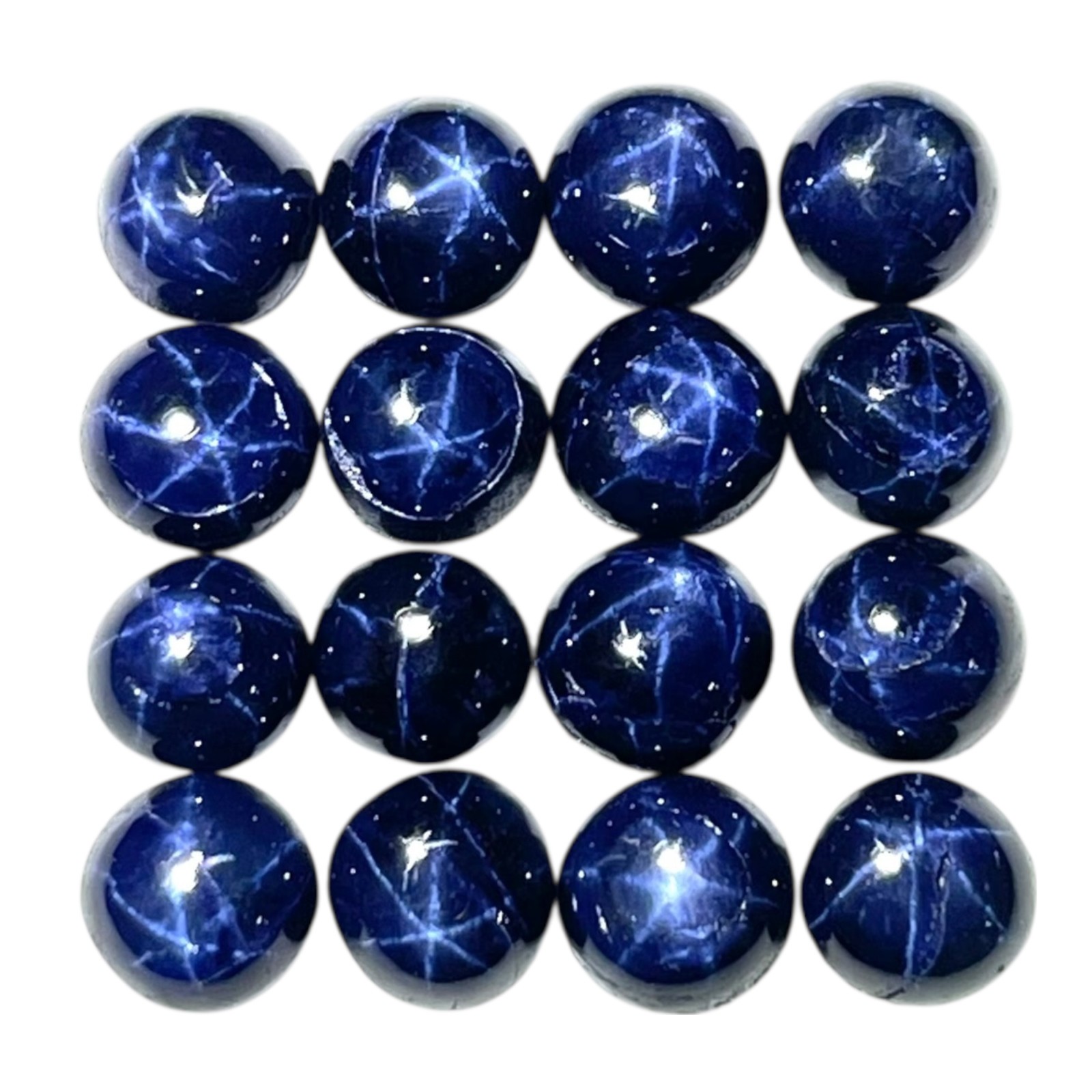 16 Pcs Natural Star Blue Sapphire 4mm Round Loose Cabochon Gemstones Lot