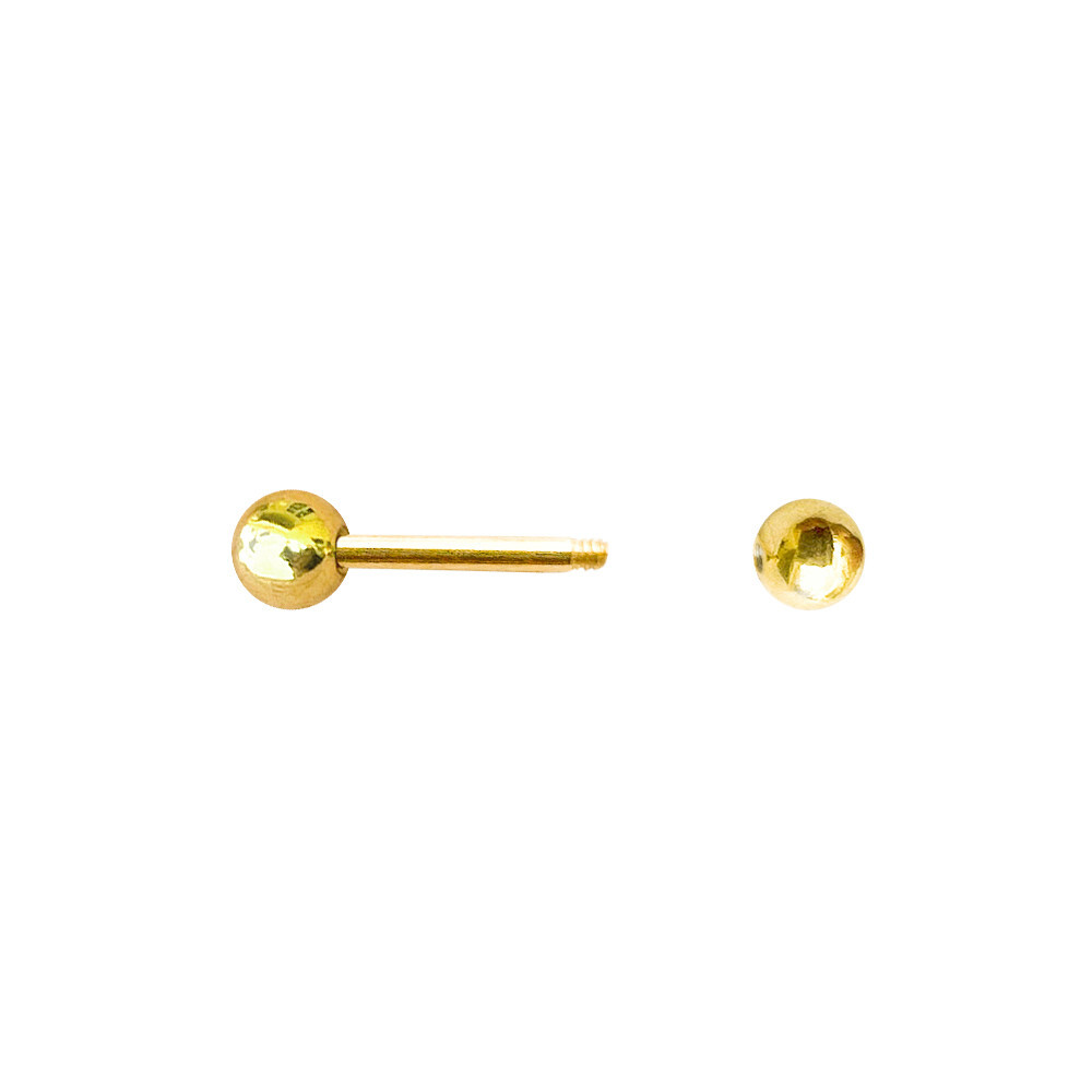 14K Solid Yellow Gold 14GA Nipple Ring Tongue Barbell 12MM Bar Piercings Jewelry