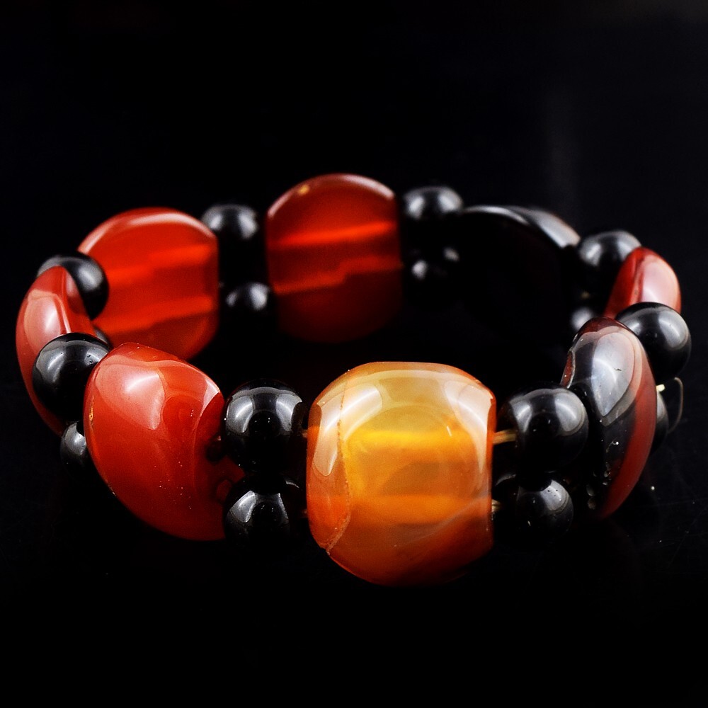 Onyx & Spinel 218.00 Cts Wonderful Stretchable Bracelet Beaded VK 47 E601