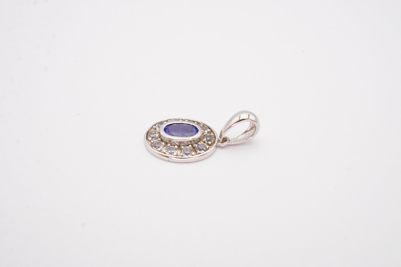 Sterling Silver 925 Iolite White Topaz Pendant