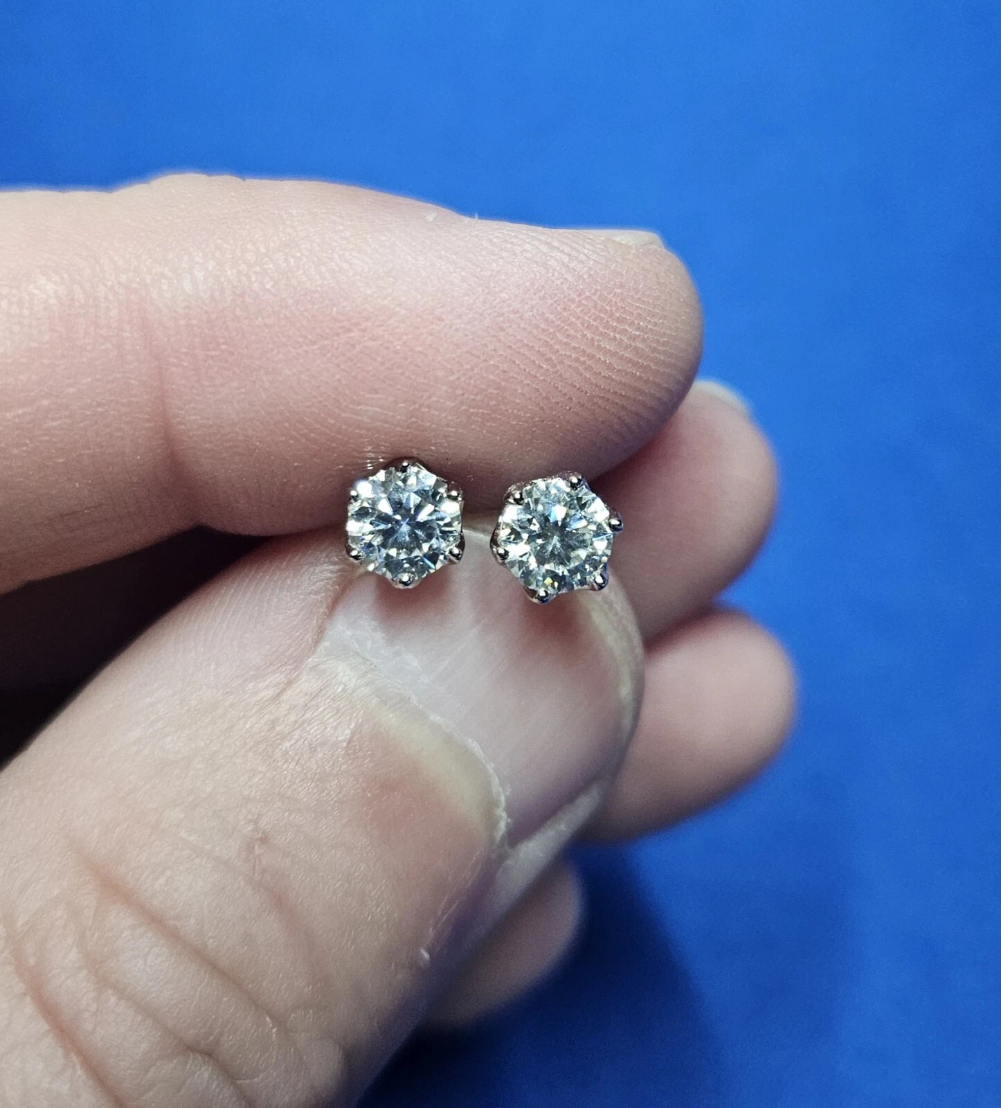 Mens Ladies Natural Moissanite Stud Earrings 1ct 925 Silver