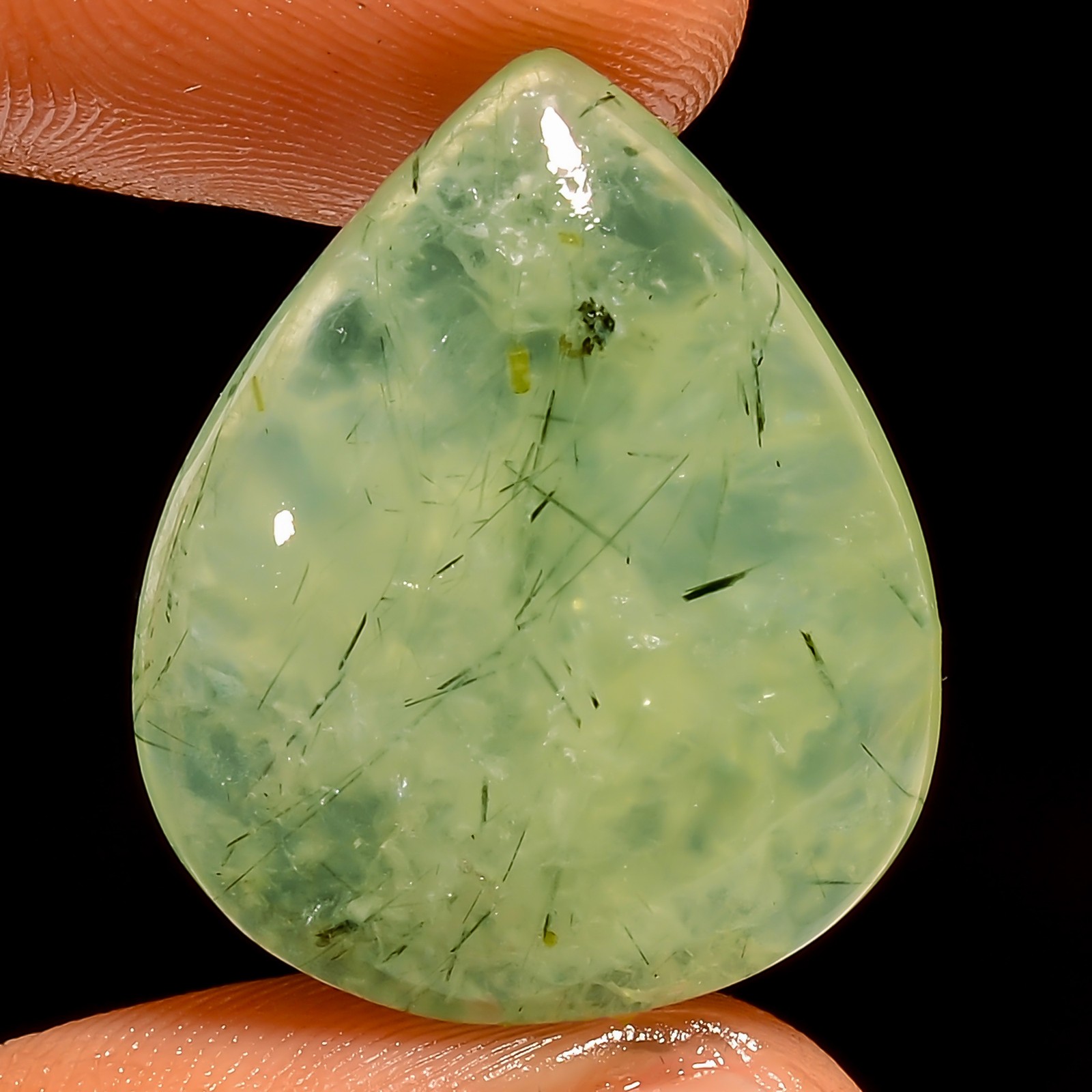 100% Natural Prehnite Pear Shape Cabochon Loose Gemstone 25 Ct 24X19X6mm UG-6667