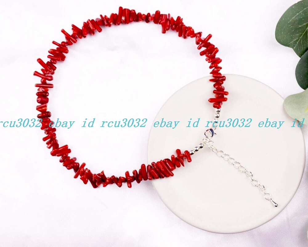Boho Fashion Beautiful Natural Red Coral Irregular Chip Beads Necklace 14-36″