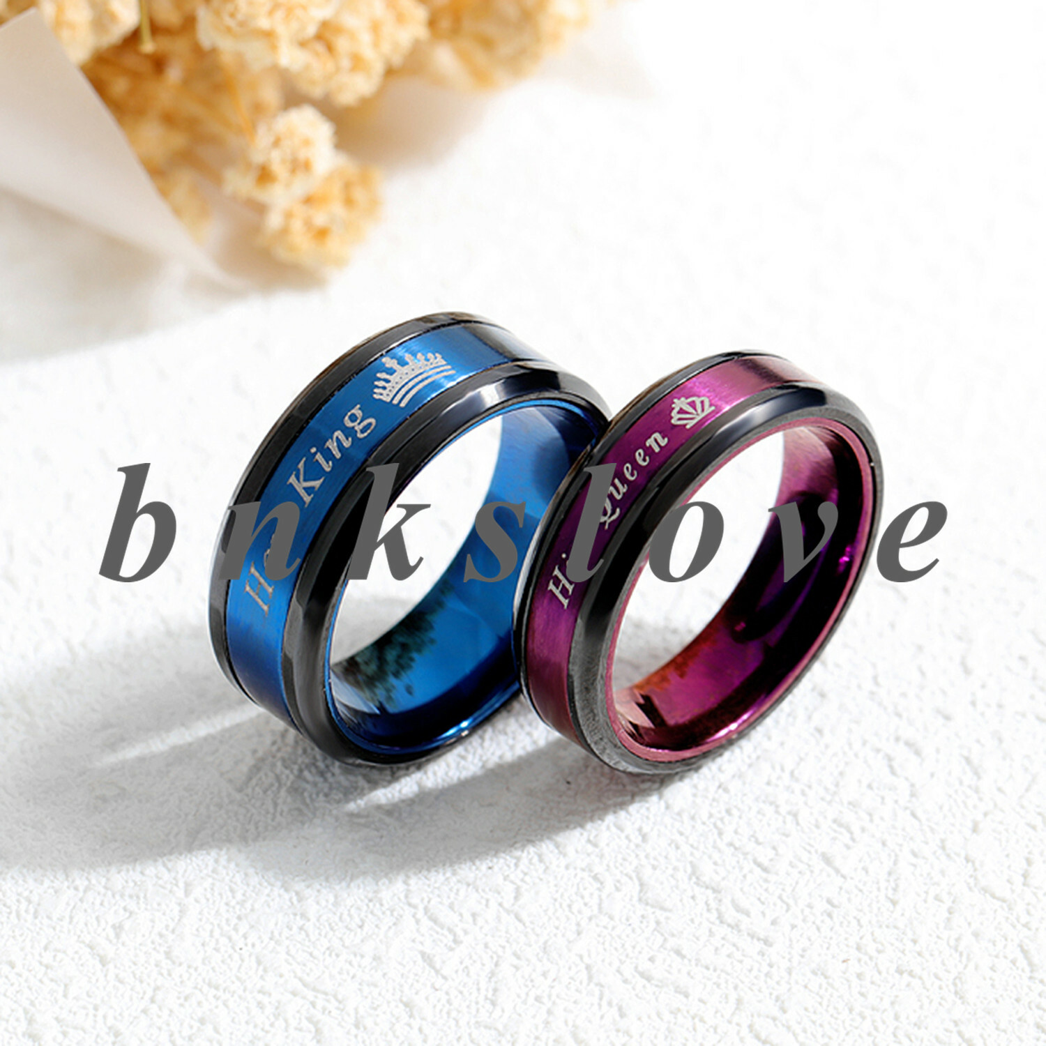 His Queen & Her King Couple Ring Band Stainless Steel CZ Engagement Ring #5-#11