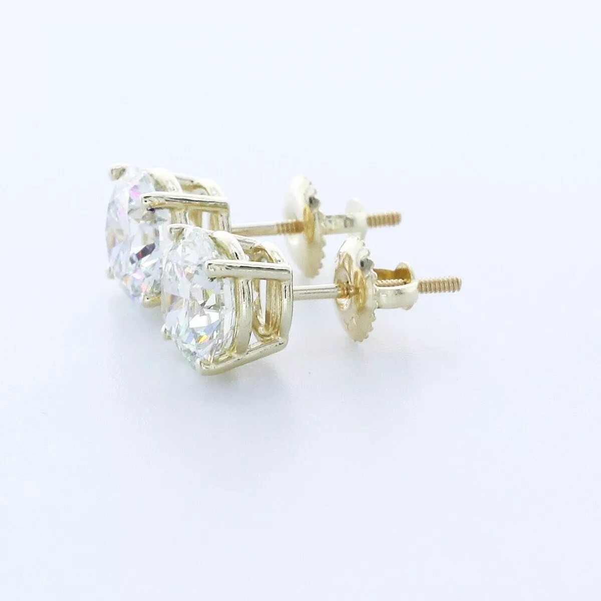 Stud Earrings Solid 14K White Gold Classic 5.99 CT Round Natural Diamond G SI1