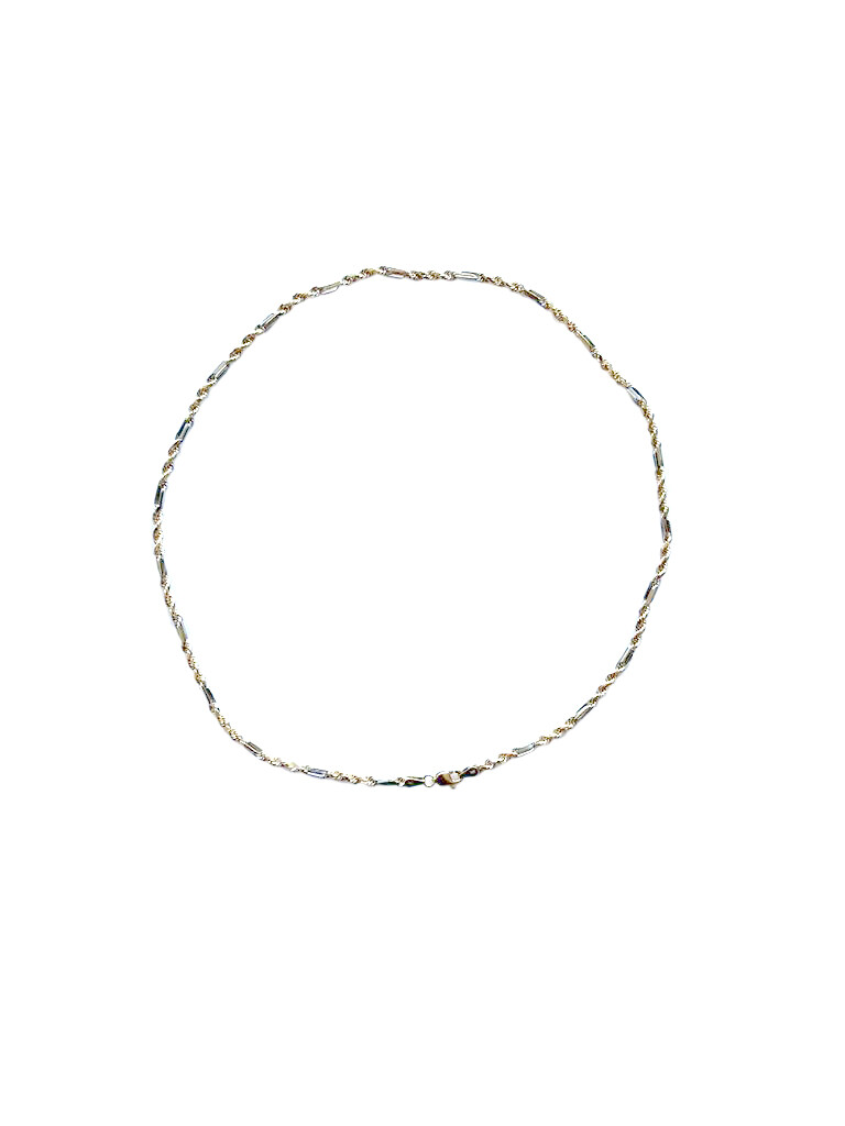 14k Semi-Hollow 2-Tone Figarope Chain 3.0mm Necklace Size 7″-30″
