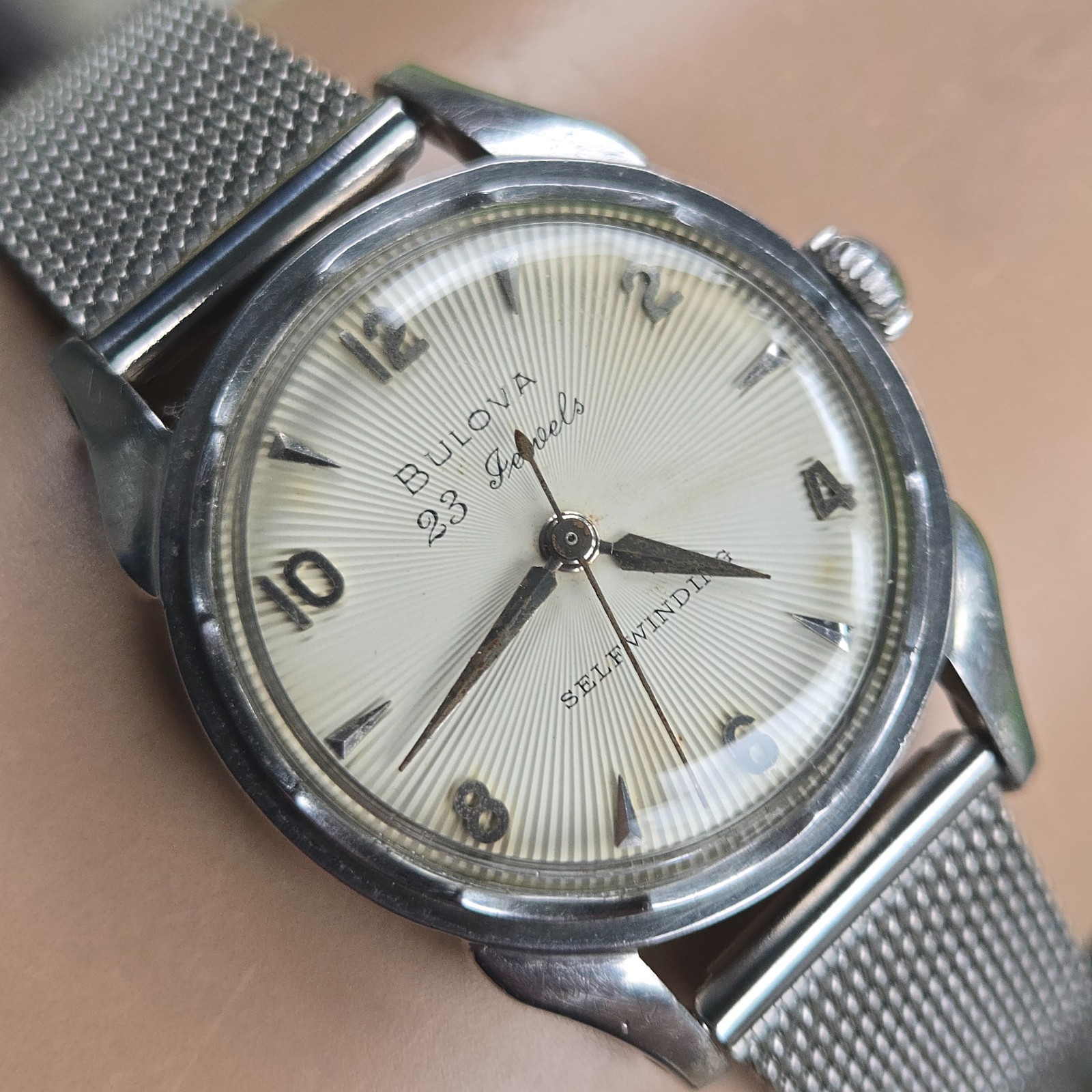 Vintage Bulova 23 “A” Men’s automatic watch sunburst dial 10BPAC USA 1959