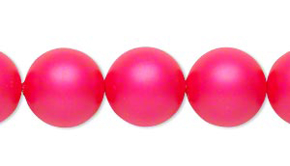 6 Neon Pink Swarovski Crystal 5810 Round Pearl Beads 12MM