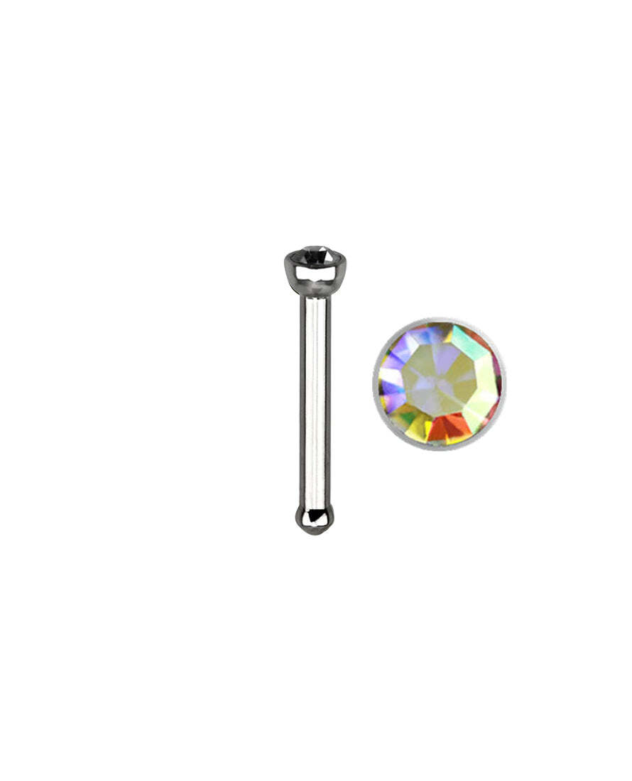 20G AB AURORA BOREALIS NOSE BONE 316L Surgical Stainless Stud Ring Piercing 1372