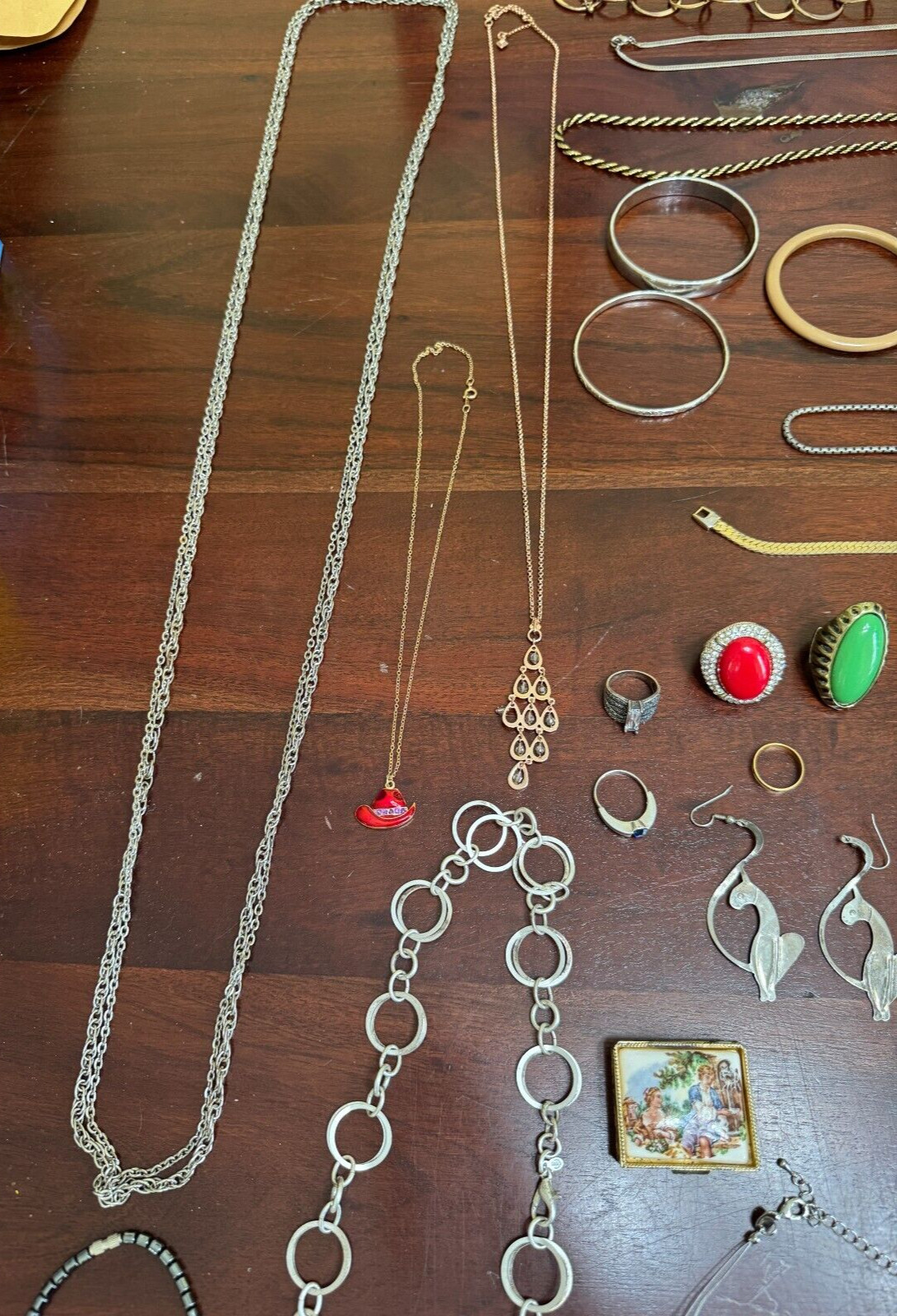 MIXED JEWLERY LOT – EARRINGS, RINGS, BRACELETS, NECKLACES, PINS- MORE