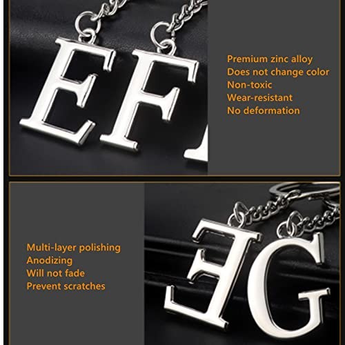 Silver 3D Initial Keychain, Personalized Monogram, A‑Z Letters Available, U