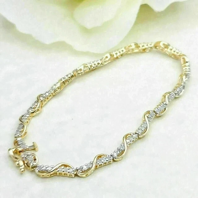 8Ct Round Cut Lab Diamond Created Women’s Tennis Bracelet 14K Yellow Gold Plated