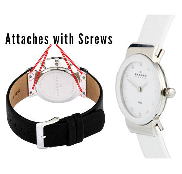 Genuine Leather Watch Band for Skagen, Screw Fit Strap, 12 14 16 18 20mm 22mm 24