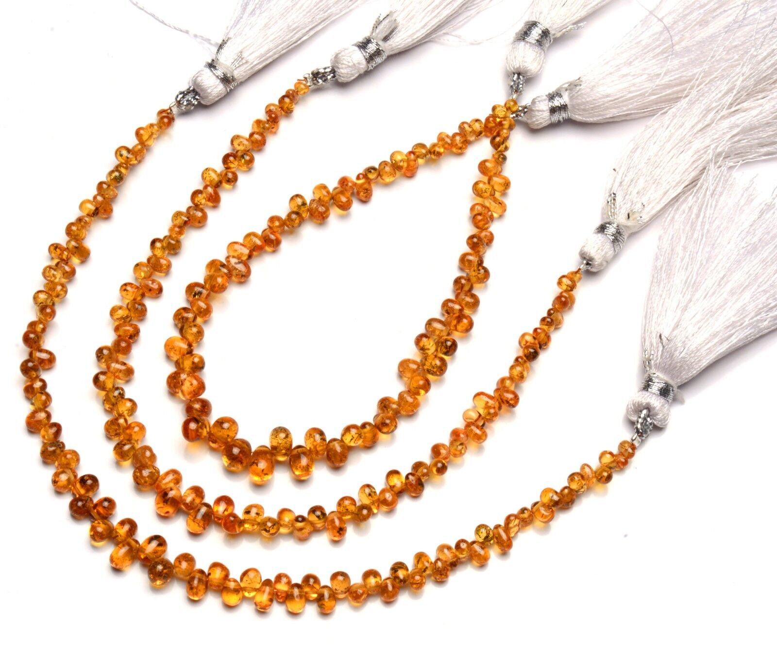 Natural Gem Spessartine Garnet Smooth 5×3 to 6x4MM Teardrop Briolette Beads 7″
