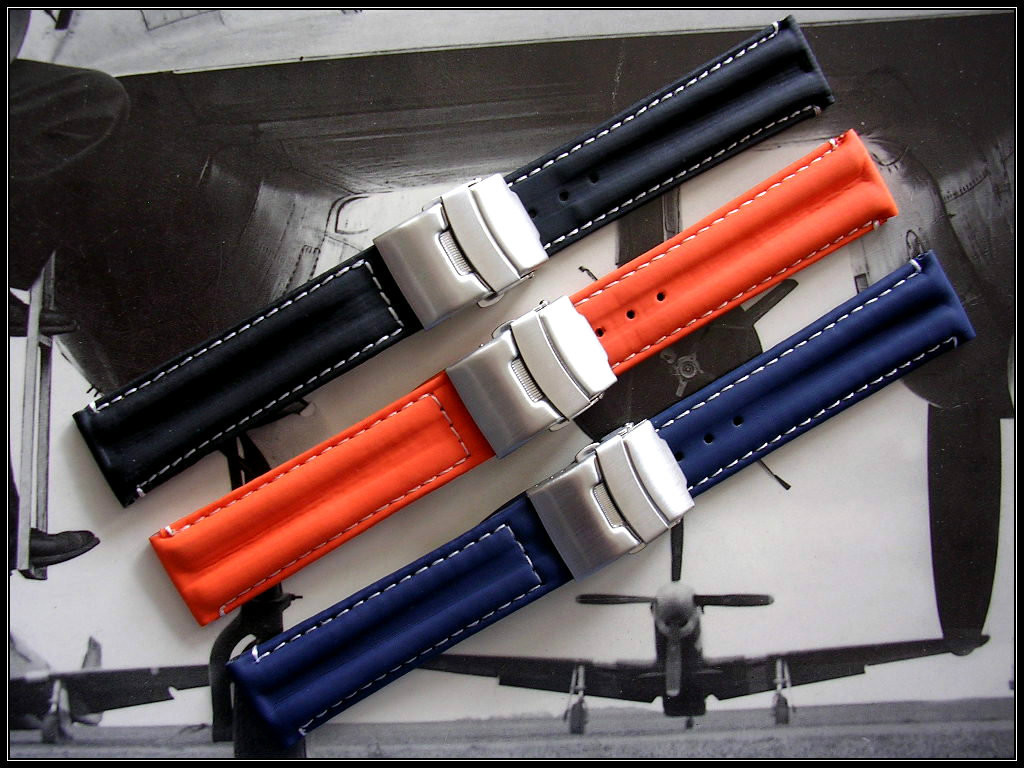 18mm Black Silicon Rubber Double Lock Dive Deploy watch strap band IW SUISSE USA