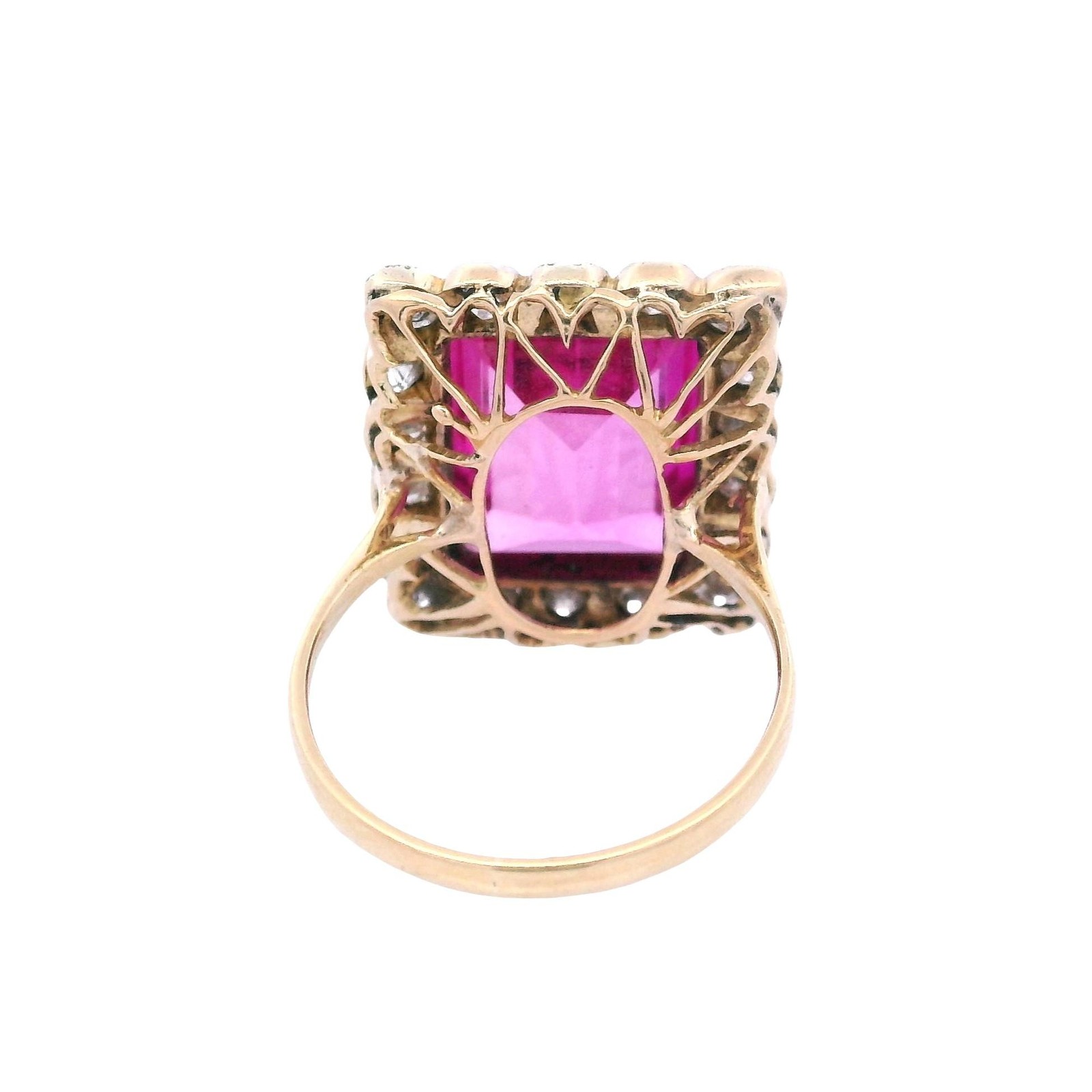 Antique 18kt Gold & Platinum Set with Diamonds & Synthetic Rubies