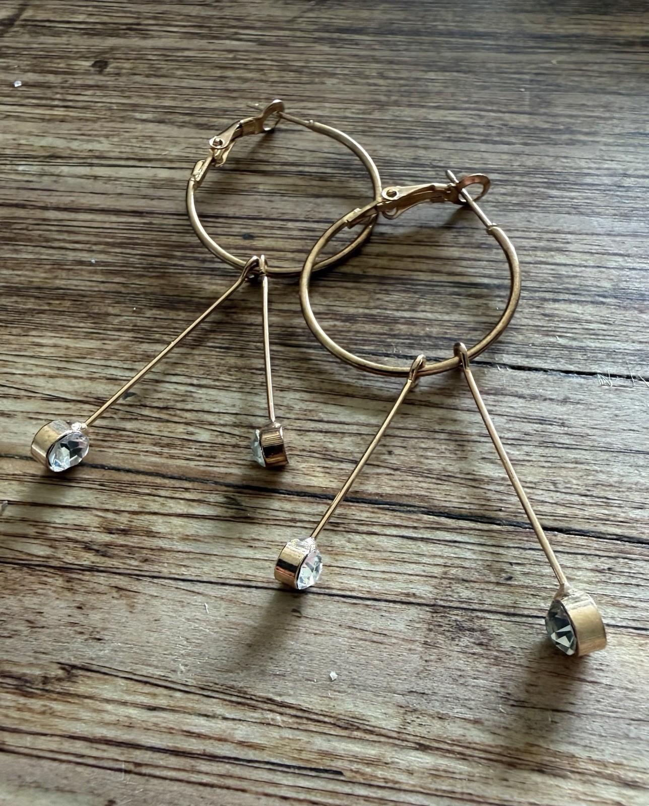 Versatile Blue Flower Hoop Dangle Earrings 2 1/2” Drop