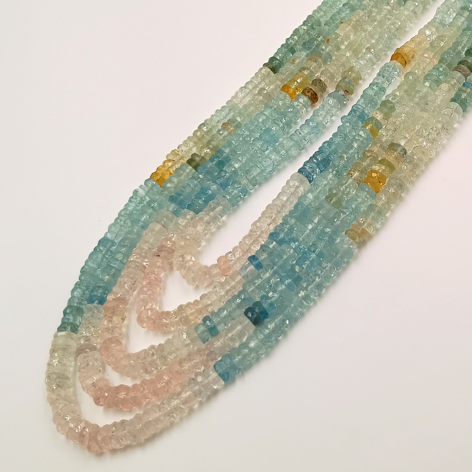 Aquamarine Saded Faceted Gemstone 20 Inch Beads Single Strand Necklace gifts,