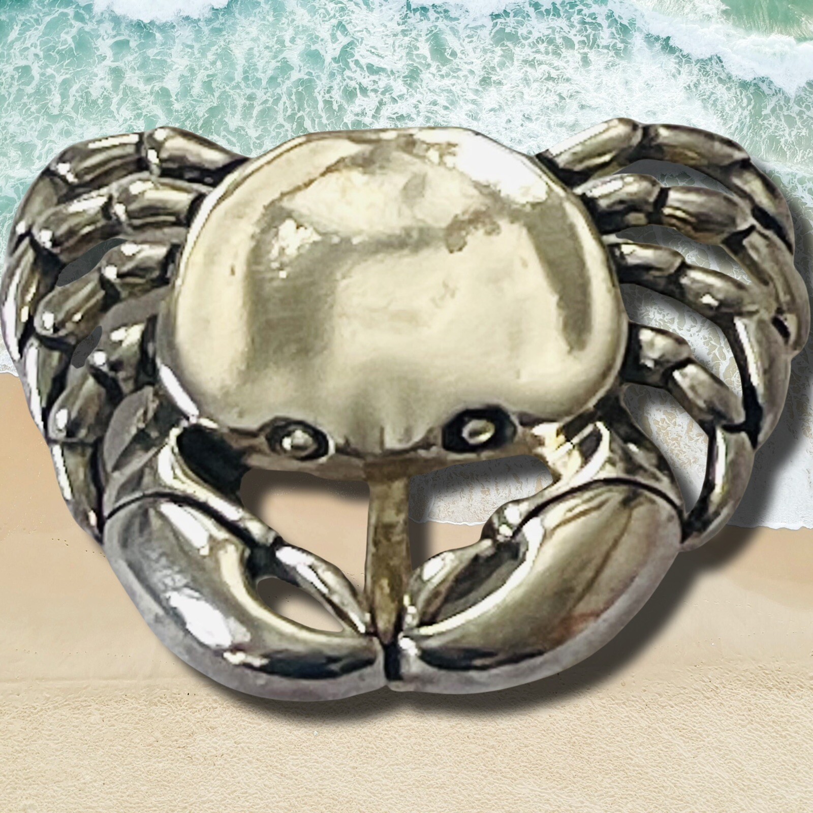VTG Marie Jennifer MJ Silvertone Crab Brooch Pendant 1.25 x 1.25 inches *signed*