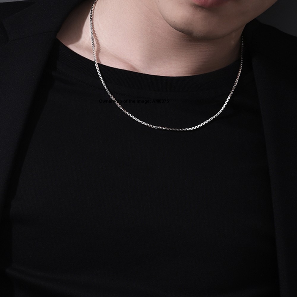 Pure 925 Sterling Silver Necklace -2.5mm Box Link Chain Necklace 50-60cm