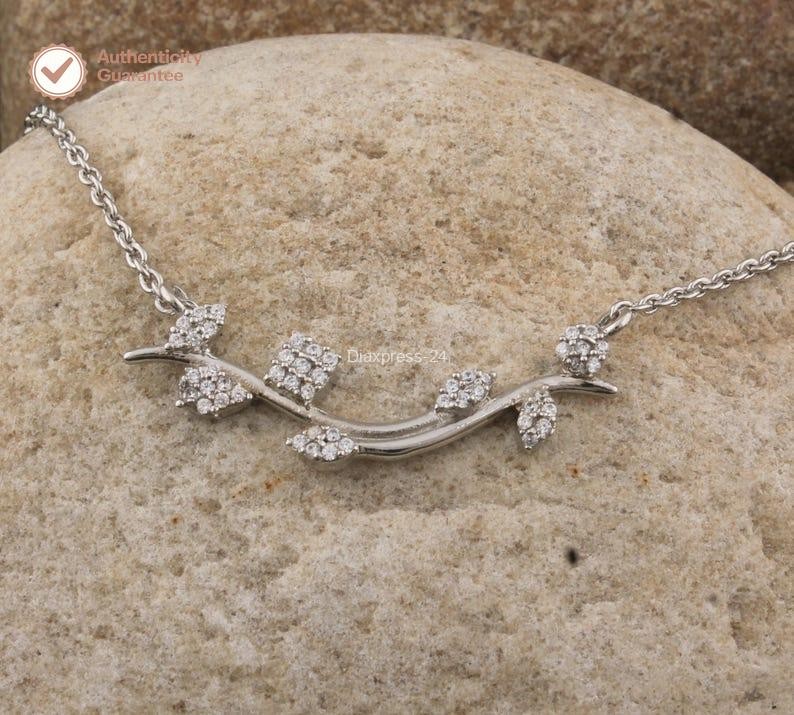 Chain Gift for Her Pendant Certified Natural Diamond 14k Gold 18 Inch Chain