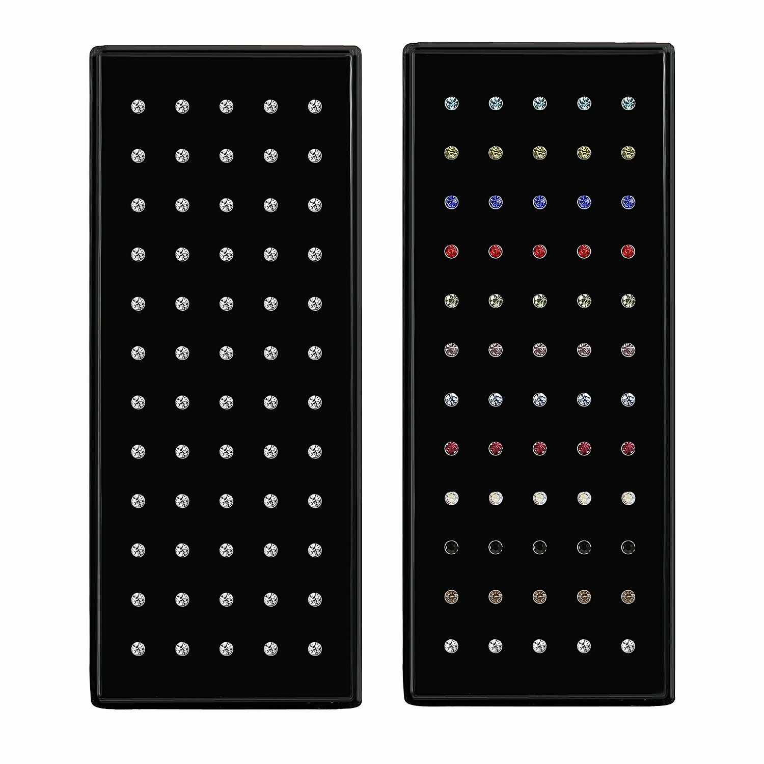 60 PCS Stainless Steel CZ Nose Studs Rings Bone Piercing Pin Body Jewelry 22G