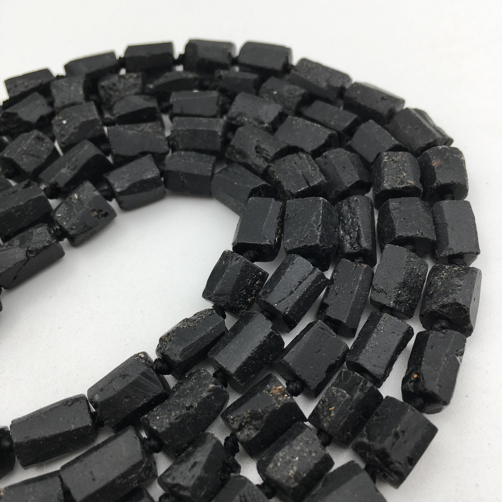 Natural Black Tourmaline Rough Faceted Tube Beads Size 8-9×10-13mm 15.5″ Strand