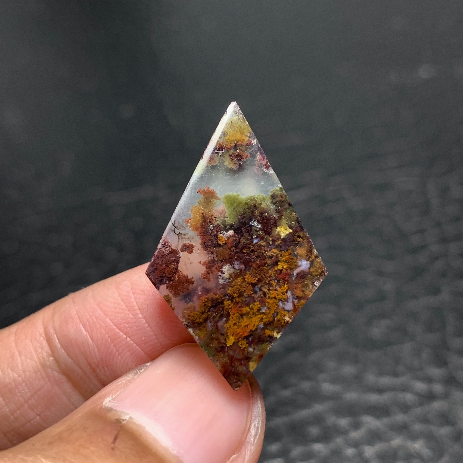 Scenic Moss Agate Cabochon 28x17x4mm High Quality 12 ct