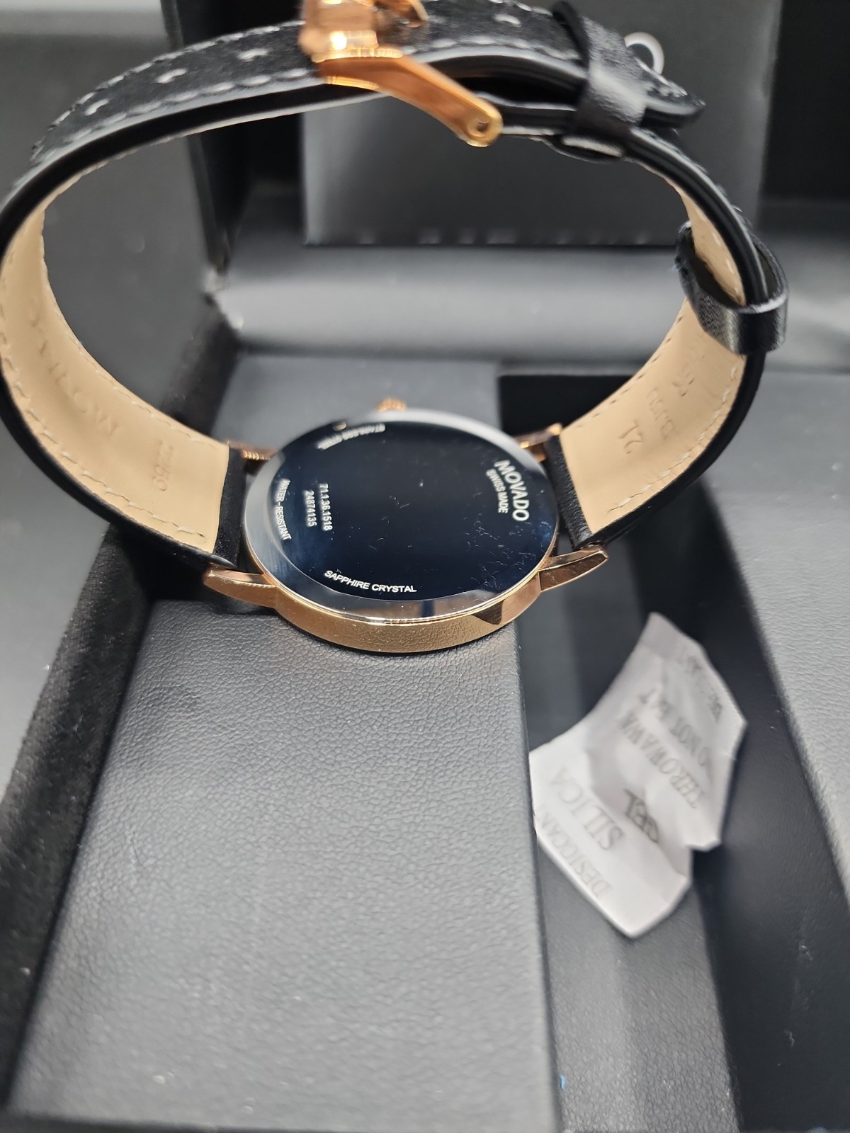 Movado Museum Rose Gold And Leather Wristwatch for Men – New In Box, New Battery