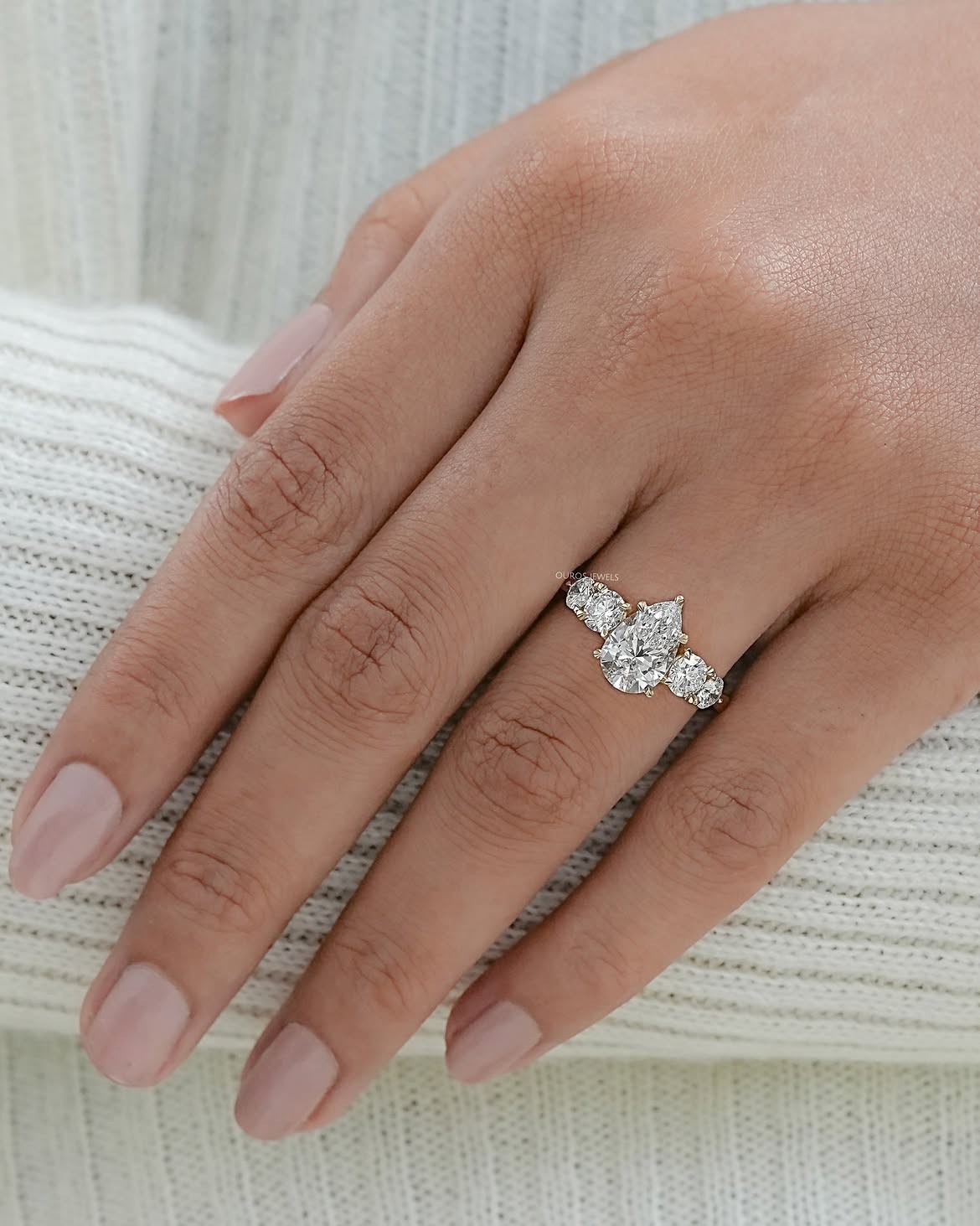 2.52CT Elongated Pear Cut Lab Grown Diamond Solitaire Ring Solid 18k Yellow Gold