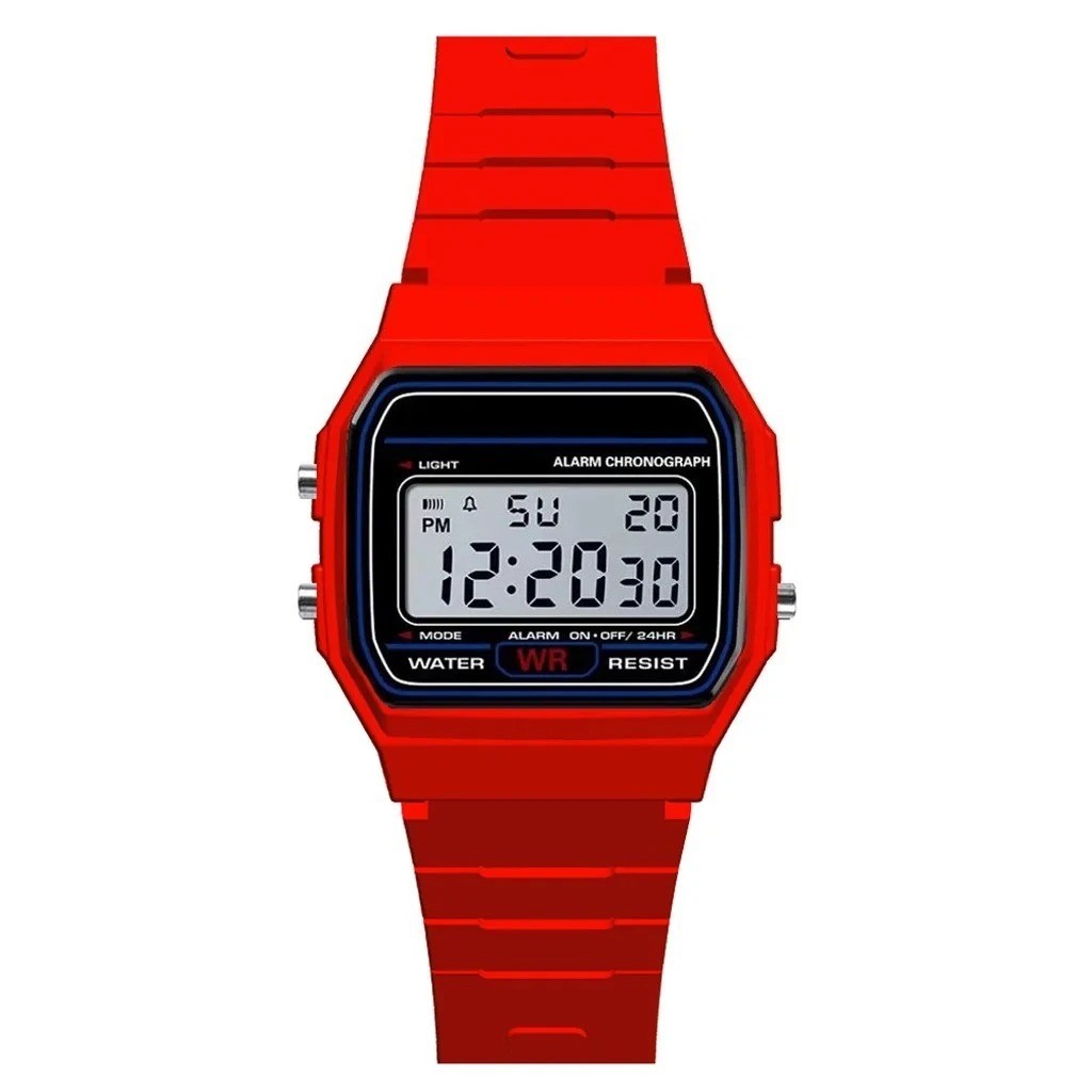 Digital Sports Watch LED Backlight Alarm Rubber Band 30m Water Resistant